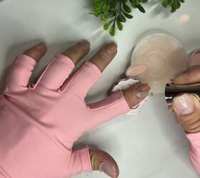 pink and white dip powder nails, Painting base coat