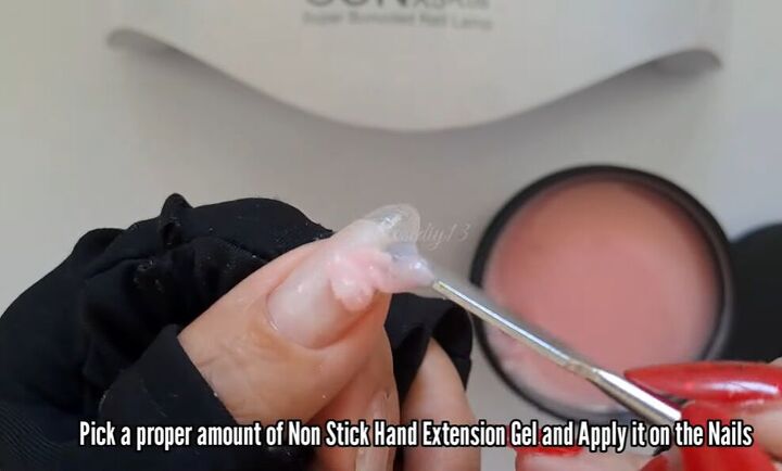 nail extension gel, Applying nail extension gel