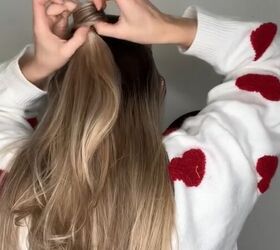 brilliant hack for covering up your ponytail, Pulling tail through