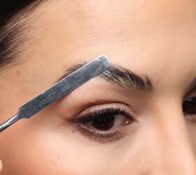 fluffy eyebrow trend, Pushing down brow hairs