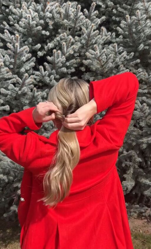 try this hairstyle the next time you wear a hat, Tying pigtail