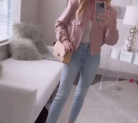 casual spring outfit ideas, Pink jacket outfit