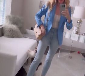 casual spring outfit ideas, Blue jacket outfit