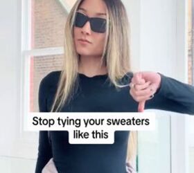 a cleaner way to tie your sweater, Stop tying your sweaters like this