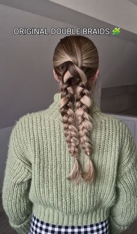 do this the next time you double braid your hair, Elevated double braid hairstyle