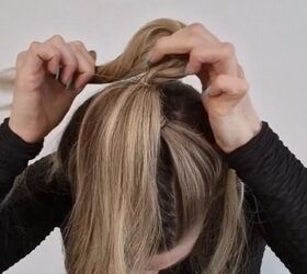 easy half up half down twist hairstyle, Tying hair