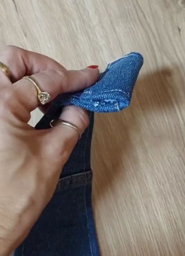 this diy denim accessory can go with any outfit, Wrapping tie