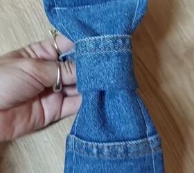 this diy denim accessory can go with any outfit, Shaping tie