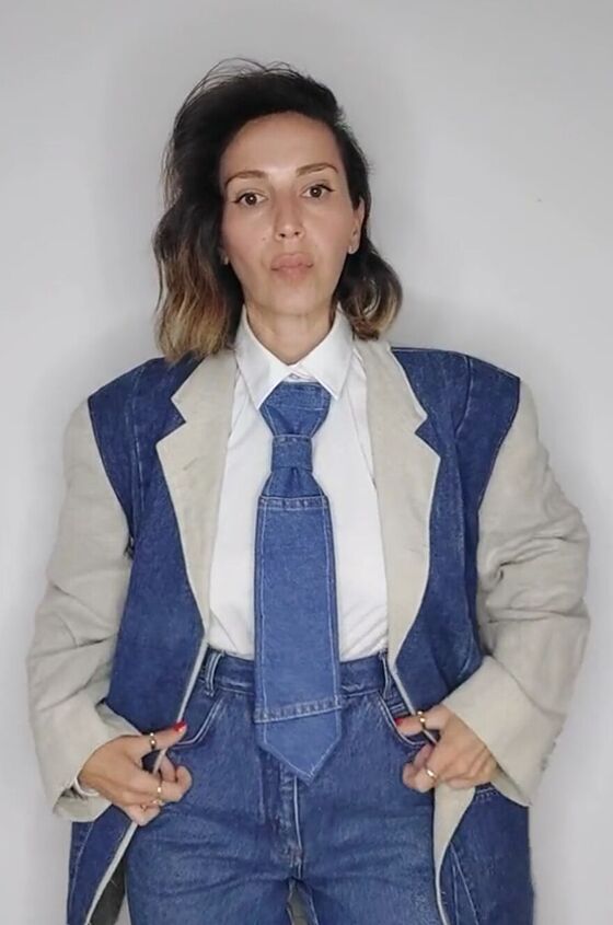 this diy denim accessory can go with any outfit, DIY denim tie accessory