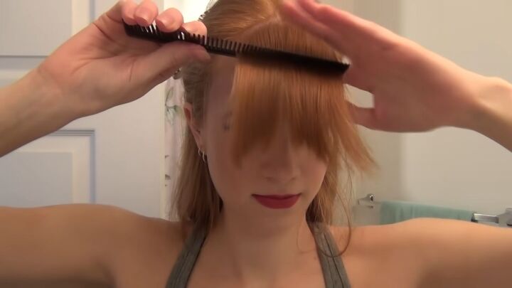 how to cut your own curtain bangs, Combing bangs
