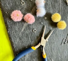 how to make a cute pair of fluffy earrings, Fluffy balls and pliers