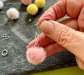 how to make a cute pair of fluffy earrings, Adding ear hooks