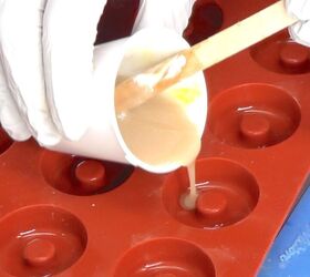 She pours liquid resin into ringed silicone molds for this extra-sweet accessory idea