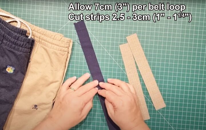 belt loops, Cutting fabric strips