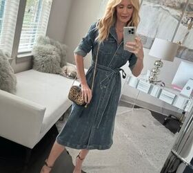 casual spring outfits for over 40, Denim trench dress