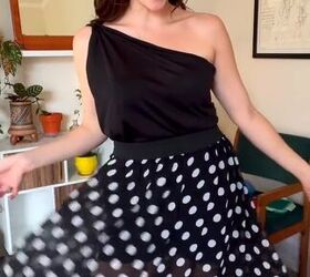 transform a maxi skirt into a one shoulder dress with this hack, DIY one shoulder dress