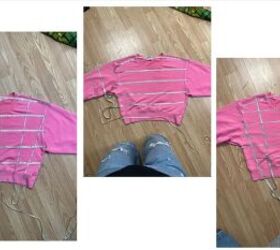 rhinestones on clothes, DIYing pink crew neck sweatshirt