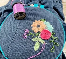 floral embroidered t shirt with free pattern, Floral Emroidered T Shirt with Free Pattern by Creatively Beth creativelybeth anchorfloss embroideryflossspools floralembroidery handembroidery freepattern