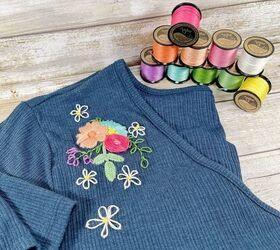 Floral Embroidered T-Shirt With Free Pattern