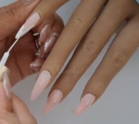 hot pink french tip nails, Painting nail tip