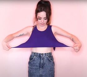 step by step diy t shirt cutting ideas no sew, Progress shot of cropped shirt