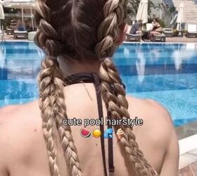 keep your hair braided this summer with this protective style, Cute pool hairstyle