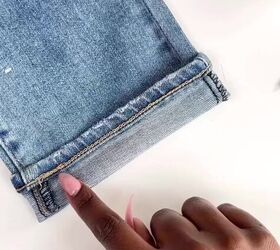 how to shorten your jeans and keep the original hem, Turning jeans up