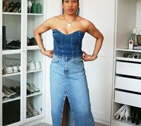 how to style a denim skirt, Styling a straight denim skirt