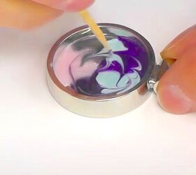 She swirls a few drops of nail polish in a bezel for this cute gift idea