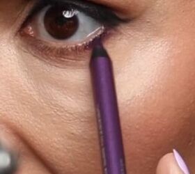 purple eyeliner makeup look, Applying purple eyeliner
