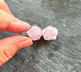 how to create a unique pretty pair of hair clips, Stick roses in position