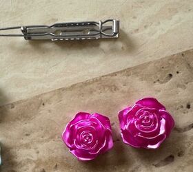 how to create a unique pretty pair of hair clips, Dark pink flowers