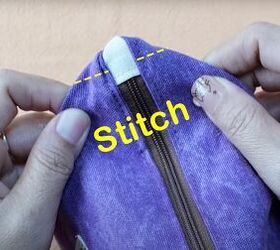 diy zipper pouch, Shaping the top