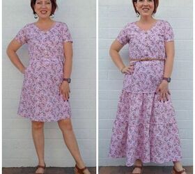 refashion a short dress to a tiered maxi dress