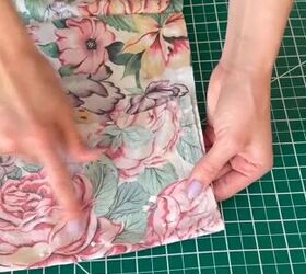 turn a thrifted tablecloth into your new favorite summer piece, Holding the fabric
