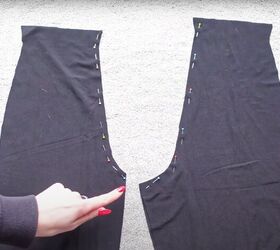 flare pants pattern, Pinning flare pants pattern pieces