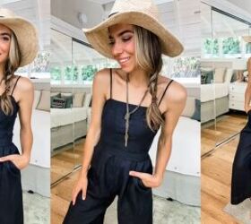 cute summer outfit ideas, Tie waist linen jumpsuit outfit