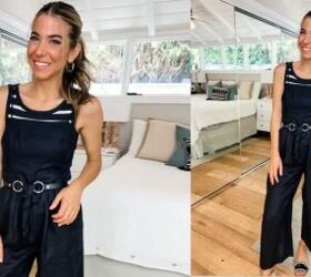 cute summer outfit ideas, Tie waist linen jumpsuit outfit