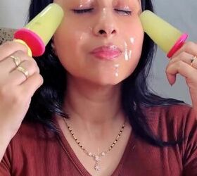 your skin will thank you for this summer hack, Applying frozen aloe pops to the skin