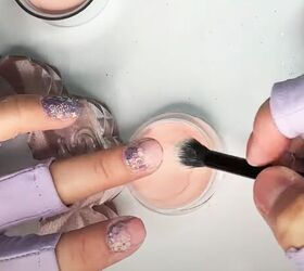 Applying dip powder on short natural nails