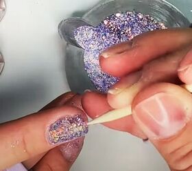 Applying dip powder on short natural nails