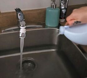 Pouring bleach into the sink