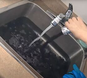 Filling the sink with dye 