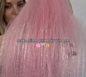 how to make pink glitter hair, Combining the pink hair and the tinsel