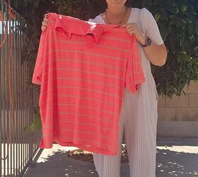 She cuts this oversized men's golf shirt in half to make something SO feminine and pretty for summer