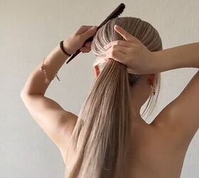 Combing the hair into a ponytail