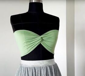 How to DIY a Cute Twisted Green Bustier Top for Summer | Upstyle