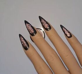 DIY black glitter nails