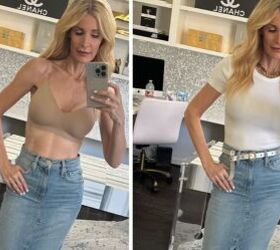 fashion over 40, Beige bra and a white t shirt