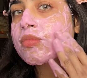 diy pink face mask, Removing the DIY pink face mask